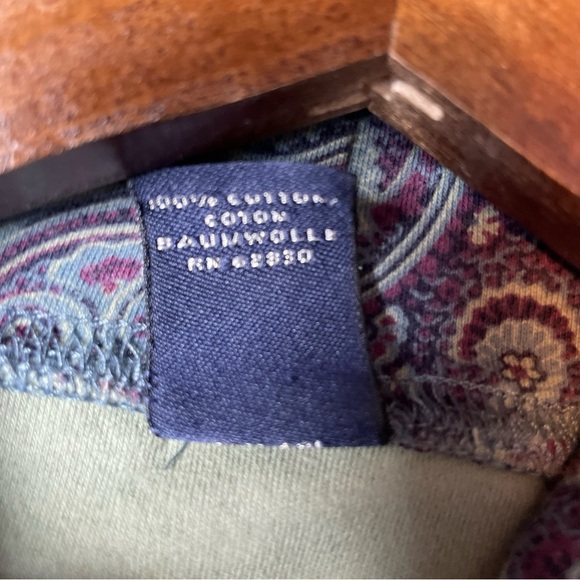 Lands End Turtleneck Women's 1X (16W-18W) Blue Purple Paisley Thermal Vintage - Picture 6 of 9